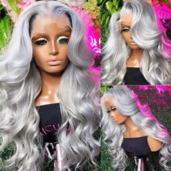 Grey Human Hair Wig 13x4 HD Lace Frontal Wig Colored Human Hair Wigs For Women 19 Grey Human Hair Wig 13x4 HD Lace Frontal Wig Colored Human Hair Wigs For Women -Ethereal Hair Shop 348