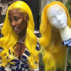 Yellow Colored Human Hair Wig HD Lace Front Wigs Invisible Glueless Cosplay Wig For Women -Ethereal Hair Shop 352