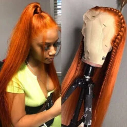 Ginger Orange Colored Invisible-Pull String 360 Lace Frontal Wigs Glueless HD Lace Human Hair Wigs -Ethereal Hair Shop 360 ginger lace wigs 4