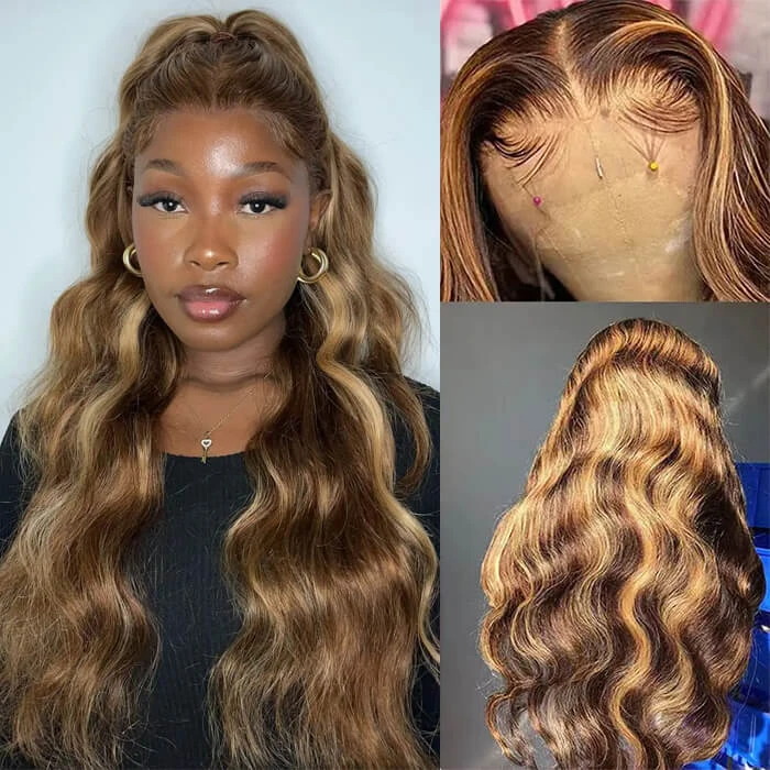 Highlights Pre Plucked 360 Transparent Lace Frontal Wig Straight Deep Wave Human Hair Wigs 15 Highlights Pre Plucked 360 Transparent Lace Frontal Wig Straight Deep Wave Human Hair Wigs - Image 13