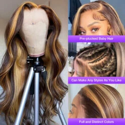 Highlights Pre Plucked 360 Transparent Lace Frontal Wig Straight Deep Wave Human Hair Wigs 37 Highlights Pre Plucked 360 Transparent Lace Frontal Wig Straight Deep Wave Human Hair Wigs -Ethereal Hair Shop 360highlightwig1