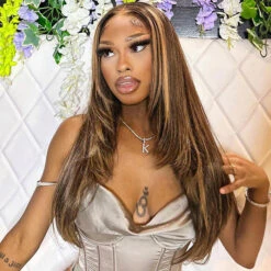 Hermosa Layered Cut 4/27 Highlight 13x4 Transparent Lace Wigs Straight Human Hair Wigs 12 Hermosa Layered Cut 4/27 Highlight 13x4 Transparent Lace Wigs Straight Human Hair Wigs -Ethereal Hair Shop 4 27 highlight Layered Cut lace wigs 4