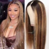 4/27 Blonde Highlight V/U Part Wigs Human Hair Straight V Part Wig Human Hair Minimal Leave Out No Lace 2 4/27 Blonde Highlight V/U Part Wigs Human Hair Straight V Part Wig Human Hair Minimal Leave Out No Lace -Ethereal Hair Shop 4 27 straight honey blonde highlight v part wig