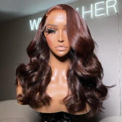C Part 13x4 HD Lace Front Wigs #4 Chocolate Brown Glueless Human Hair Wigs -Ethereal Hair Shop 4 c part body wave lace wigs 11
