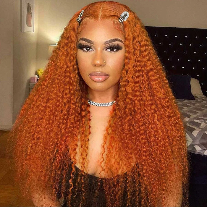 Ginger Curly Wig 13x4 HD Lace Front Wigs Colored Human Hair Lace Front Wigs With Pre Plucked 10 Ginger Curly Wig 13x4 HD Lace Front Wigs Colored Human Hair Lace Front Wigs With Pre Plucked - Image 8