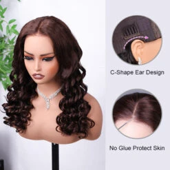 #4 Chocolate Brown Retro Glam Waves Glueless Wig 8x5 Closure HD Lace Pre Plucked Hairline Ready To Go -Ethereal Hair Shop 4LOOSEWAVE 8