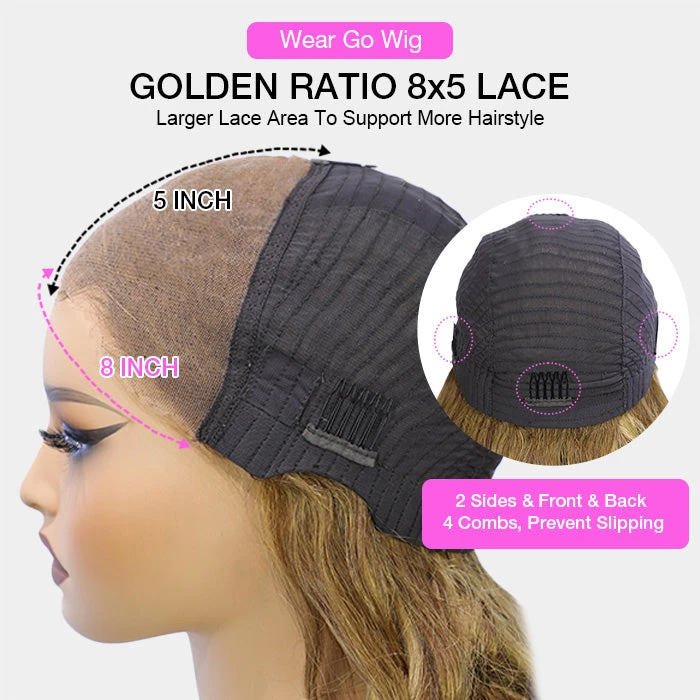 P4/27 Color Highlight Retro Glam Waves Wig 8x5 Lace Wear Go Glueless Wig Pre Plucked Natural Hairline 10 P4/27 Color Highlight Retro Glam Waves Wig 8x5 Lace Wear Go Glueless Wig Pre Plucked Natural Hairline - Image 8