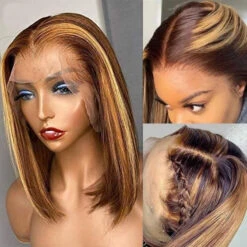P4/27 Highlight Short Bob Wigs 13x4/13x6 Lace Front Human Hair Wigs With Baby Hair Pre Plucked With Natural Hairline 16 P4/27 Highlight Short Bob Wigs 13x4/13x6 Lace Front Human Hair Wigs With Baby Hair Pre Plucked With Natural Hairline -Ethereal Hair Shop 4 27 1