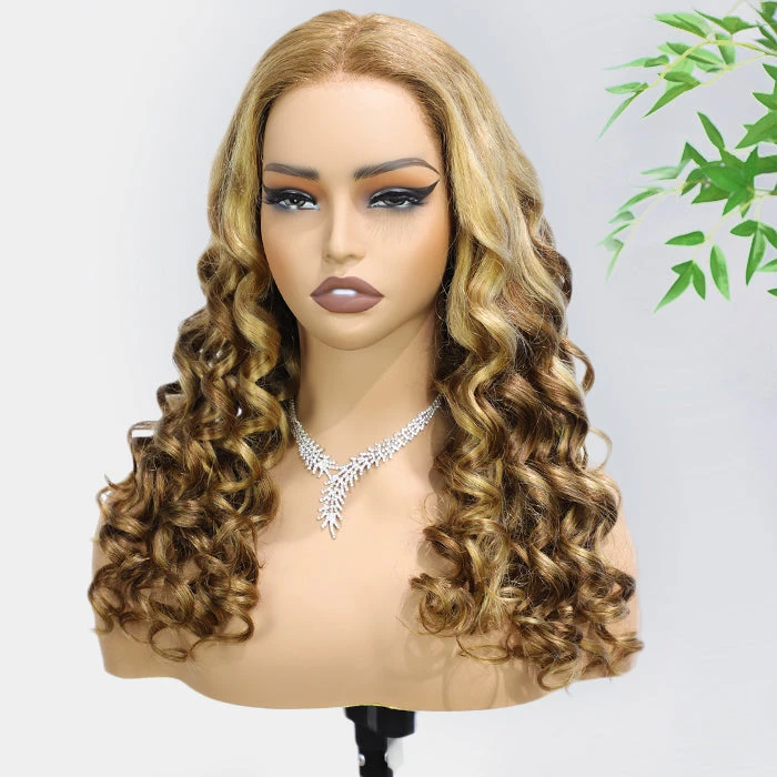 P4/27 Color Highlight Retro Glam Waves Wig 8x5 Lace Wear Go Glueless Wig Pre Plucked Natural Hairline 3 P4/27 Color Highlight Retro Glam Waves Wig 8x5 Lace Wear Go Glueless Wig Pre Plucked Natural Hairline