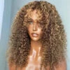 4/27 Honey Blonde Highlights Curly Human Hair Wigs With Bangs Glueless 13*4 HD Lace Front Wigs 1 4/27 Honey Blonde Highlights Curly Human Hair Wigs With Bangs Glueless 13*4 HD Lace Front Wigs -Ethereal Hair Shop 4 27curly 1