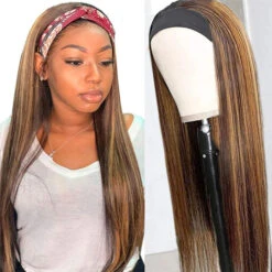 #4/27 Mix Color Highlights Headband Wigs 100% Virgin Human Hair No Gel No Glue Silk Scarf Wigs 13 #4/27 Mix Color Highlights Headband Wigs 100% Virgin Human Hair No Gel No Glue Silk Scarf Wigs -Ethereal Hair Shop 4 27headband 6