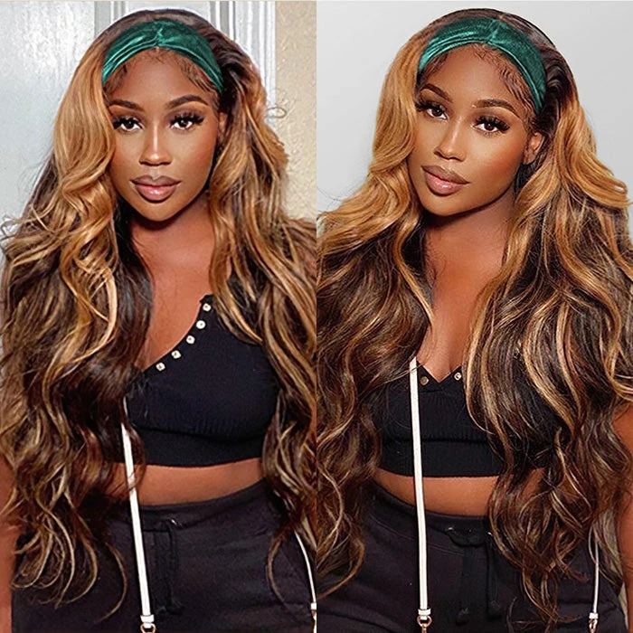 #4/27 Mix Color Highlights Headband Wigs 100% Virgin Human Hair No Gel No Glue Silk Scarf Wigs 8 #4/27 Mix Color Highlights Headband Wigs 100% Virgin Human Hair No Gel No Glue Silk Scarf Wigs - Image 6