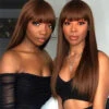 #4 Chocolate Brown Straight Wig With Bangs Glueless Top 2x4 Lace Wig With Bangs 1 #4 Chocolate Brown Straight Wig With Bangs Glueless Top 2x4 Lace Wig With Bangs -Ethereal Hair Shop 4straight 6