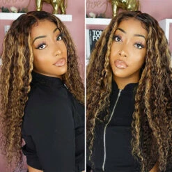 Highlight Deep Wave Ready & Go Glueless Wig 8*5 Pre Cut Lace Closure Wigs #P4/27 Color -Ethereal Hair Shop 502