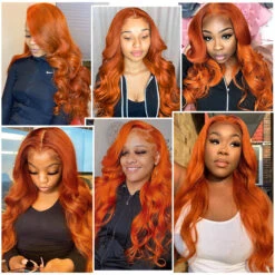 Ginger Color 13x4 HD Lace Front Wig Body Wave Colored Human Hair Wigs Pre Plucked Hairline -Ethereal Hair Shop 529