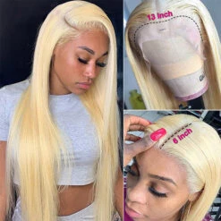 613 Blonde 13x6 HD Lace Front Human Hair Wigs Pre Plucked Straight Human Hair -Ethereal Hair Shop 539