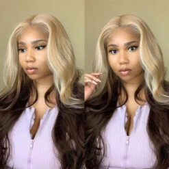 613 Blonde Ombre Lace Front Wig Brazilian Body Wave Human Hair Wigs Pre Plucked 18 613 Blonde Ombre Lace Front Wig Brazilian Body Wave Human Hair Wigs Pre Plucked -Ethereal Hair Shop 613 brown wigs