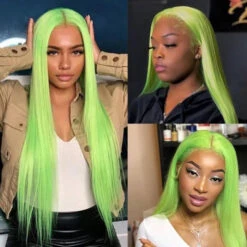 13X4 HD Lace Wigs Long Straight Hair Green Color Wigs For Fashion Women With Natural Hairline 13 13X4 HD Lace Wigs Long Straight Hair Green Color Wigs For Fashion Women With Natural Hairline -Ethereal Hair Shop 625