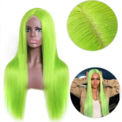 13X4 HD Lace Wigs Long Straight Hair Green Color Wigs For Fashion Women With Natural Hairline 14 13X4 HD Lace Wigs Long Straight Hair Green Color Wigs For Fashion Women With Natural Hairline -Ethereal Hair Shop 626