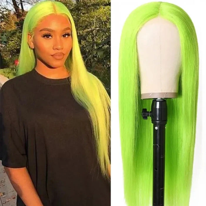 13X4 HD Lace Wigs Long Straight Hair Green Color Wigs For Fashion Women With Natural Hairline 6 13X4 HD Lace Wigs Long Straight Hair Green Color Wigs For Fashion Women With Natural Hairline - Image 4
