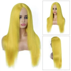 Yellow Colored Human Hair Wig HD Lace Front Wigs Invisible Glueless Cosplay Wig For Women -Ethereal Hair Shop 645