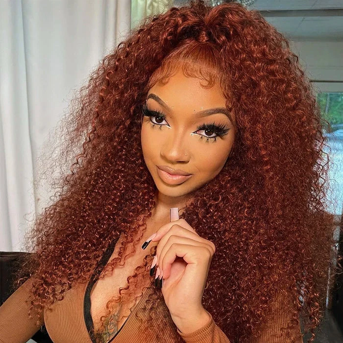 Reddish Brown Curly Glueless Wig Pre-plucked 8x5 Pre Cut HD Lace Wig Quick & Easy 9 Reddish Brown Curly Glueless Wig Pre-plucked 8x5 Pre Cut HD Lace Wig Quick & Easy - Image 7