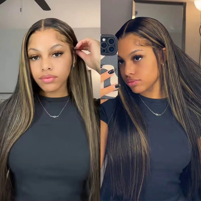 Honey Blonde Highlight Straight/Body Wave Wig 5x5 Invisible HD Lace Closure Wig 100% Human Hair 8 Honey Blonde Highlight Straight/Body Wave Wig 5x5 Invisible HD Lace Closure Wig 100% Human Hair - Image 6