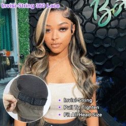 M1B/27 Balayage Highlight 13x6 Glueless HD Lace Front Wig Body Wave Straight Pre Plucked Colored Human Hair Wigs -Ethereal Hair Shop 700 1b 27 blonde highlight 2