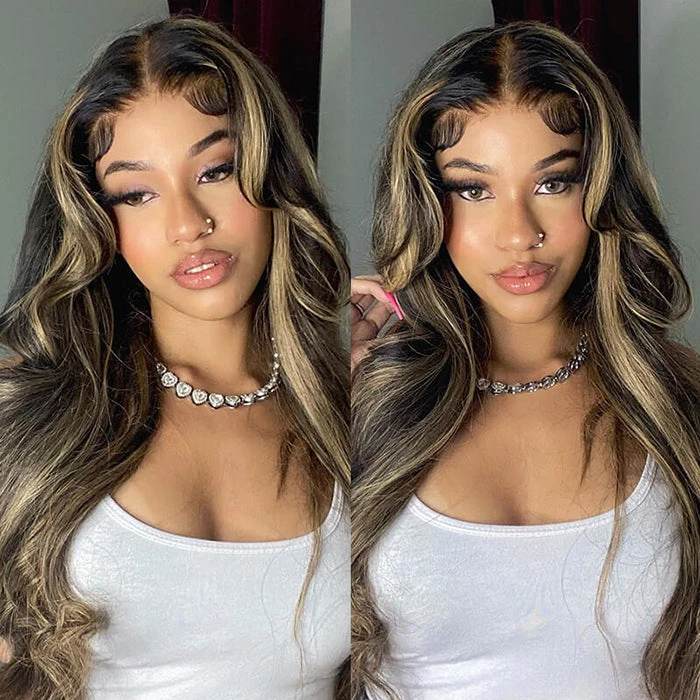 Blonde Highlight HD Lace Closure Wigs #M1B/27 Color Glueless Ready & Go Wig 8 Blonde Highlight HD Lace Closure Wigs #M1B/27 Color Glueless Ready & Go Wig - Image 6