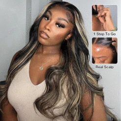 M1B/27 Highlight 13x4 HD Transparent Lace Front Wigs Body Wave Glueless Real To Wear Wig 17 M1B/27 Highlight 13x4 HD Transparent Lace Front Wigs Body Wave Glueless Real To Wear Wig -Ethereal Hair Shop 700 1b 27 highlight pre all lace wig 16