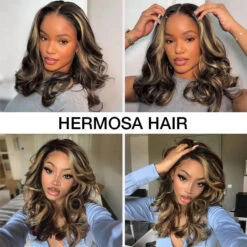 Highlight Color Short Loose Body Wave Pre Cut 8×5 HD Lace Wear Go Glueless Human Hair Wigs 220% Density 23 Highlight Color Short Loose Body Wave Pre Cut 8×5 HD Lace Wear Go Glueless Human Hair Wigs 220% Density -Ethereal Hair Shop 700 1b 27 loose body wave wig 5