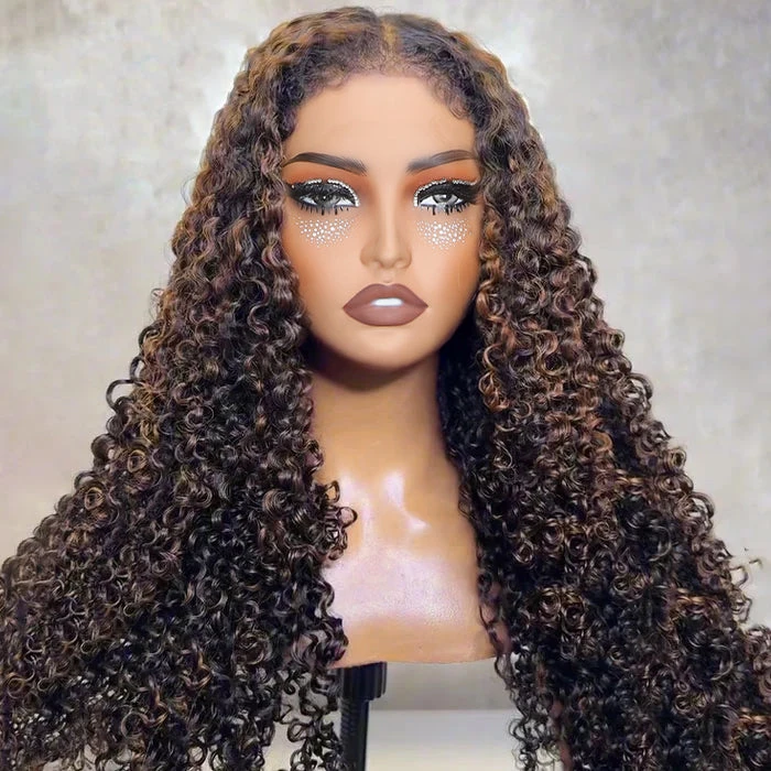 #1B/30 Balayage Highlights 4C Edges Curly Wig 13x6 Full HD Lace Pre Plucked Realistic Hairline Glueless Wig 3 #1B/30 Balayage Highlights 4C Edges Curly Wig 13x6 Full HD Lace Pre Plucked Realistic Hairline Glueless Wig