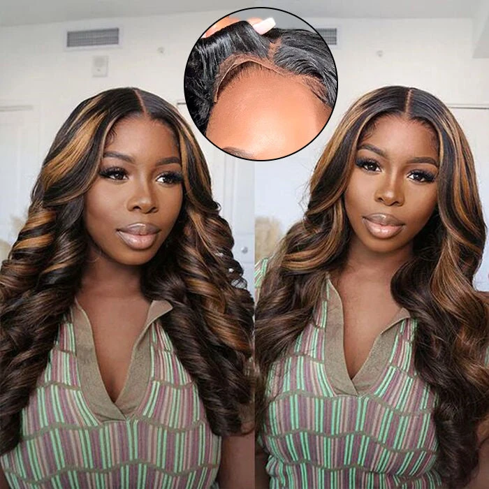 Balayage Highlight Put On Go® Glueless Wig Pre Cut 8*5 HD Lace Closure Wigs Human Hair 220% Density 4 Balayage Highlight Put On Go® Glueless Wig Pre Cut 8*5 HD Lace Closure Wigs Human Hair 220% Density - Image 2