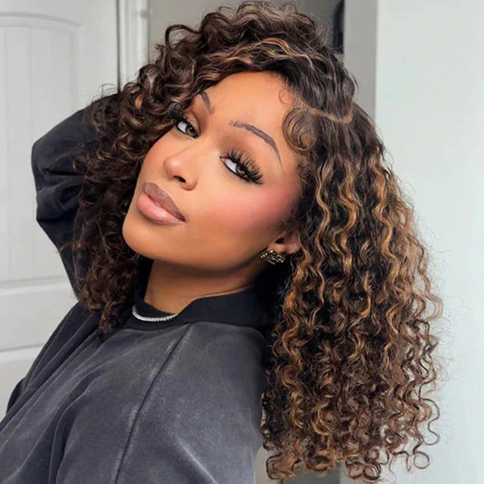 Balayage Highlight Lace Front Bob Wig Water Wave Pre Plucked Glueless Human Hair Bob Wig 3 Balayage Highlight Lace Front Bob Wig Water Wave Pre Plucked Glueless Human Hair Bob Wig