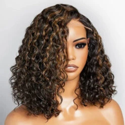 Balayage Highlight Lace Front Bob Wig Water Wave Pre Plucked Glueless Human Hair Bob Wig 14 Balayage Highlight Lace Front Bob Wig Water Wave Pre Plucked Glueless Human Hair Bob Wig -Ethereal Hair Shop 700 1b 30 Balayage Highlight bob wig 5