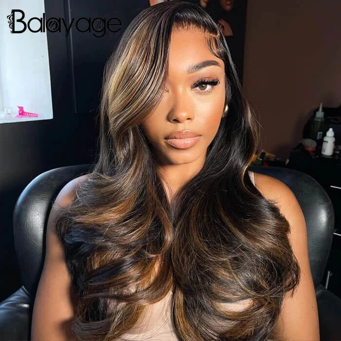 Body Wave 13x6 Transparent Lace Front Human Hair Wigs Pre Plucked Balayage Highlight Wigs With Baby Hair 7 Body Wave 13x6 Transparent Lace Front Human Hair Wigs Pre Plucked Balayage Highlight Wigs With Baby Hair - Image 5