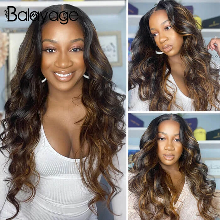 Body Wave 13x6 Transparent Lace Front Human Hair Wigs Pre Plucked Balayage Highlight Wigs With Baby Hair 6 Body Wave 13x6 Transparent Lace Front Human Hair Wigs Pre Plucked Balayage Highlight Wigs With Baby Hair - Image 4