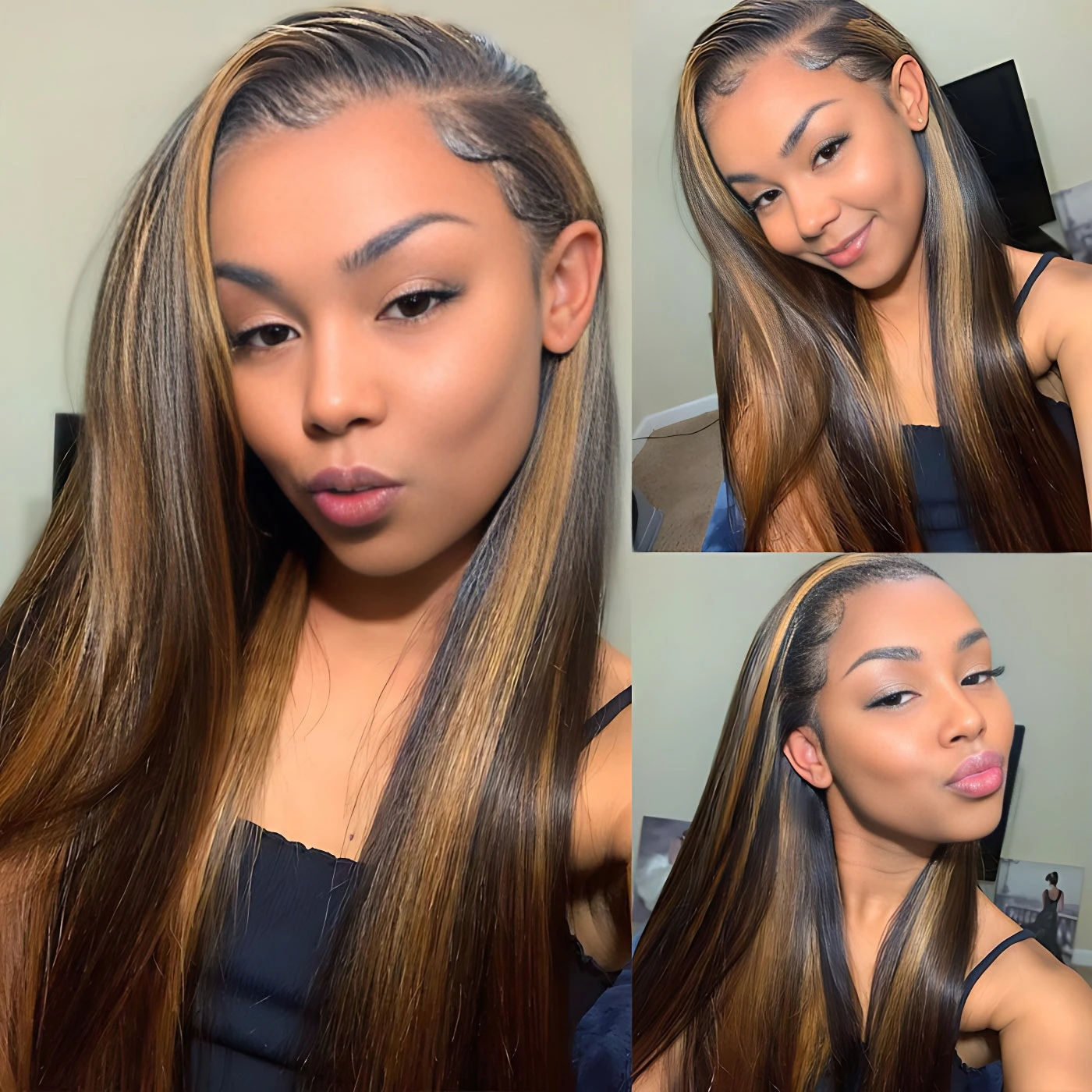 Balayage Highlight 1B/30 Straight Pre Plucked Natural Hairline 13x6 Full Lace Frontal Human Hair Wigs 10 Balayage Highlight 1B/30 Straight Pre Plucked Natural Hairline 13x6 Full Lace Frontal Human Hair Wigs - Image 8