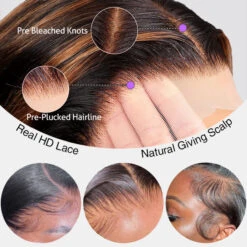 Balayage Highlight 1b/30 Straight HD Lace Frontal Wigs Human Hair Pre Plucked Hairline -Ethereal Hair Shop 700 1b 30 highlight lace wig 2 cfa234ef 045f 4fd7 be6d 5e86ce8f05db