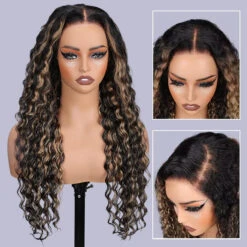 Blonde Highlight Deep Wave Virgin Human Hair 13X6 Full HD Lace Frontal Wigs -Ethereal Hair Shop 700 1b 27 deep wave lace wig 6