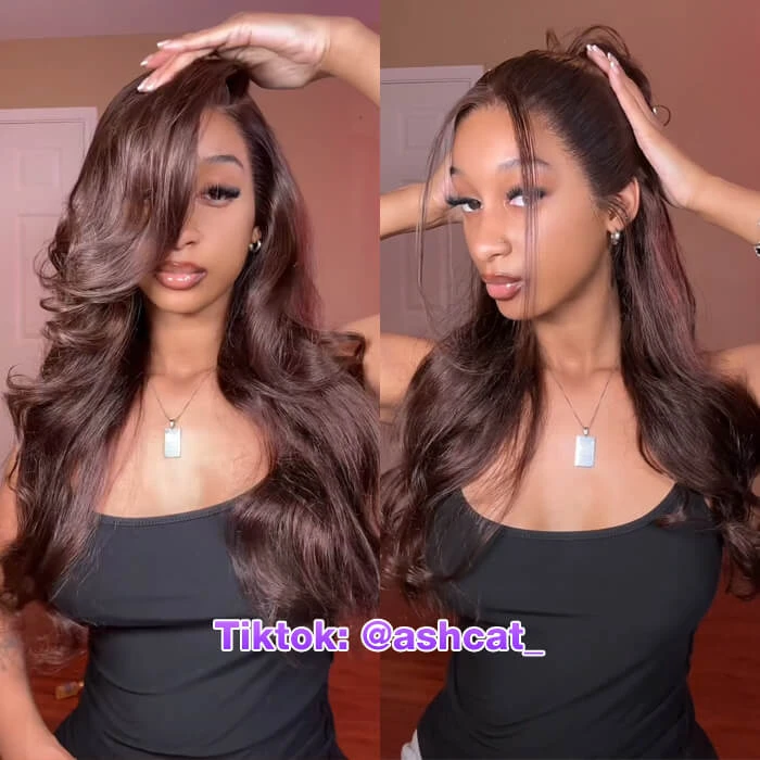 #4 Chocolate Brown 13x4 HD Lace Front Wigs Human Hair Wigs For Women Pre Plucked 11 #4 Chocolate Brown 13x4 HD Lace Front Wigs Human Hair Wigs For Women Pre Plucked - Image 9