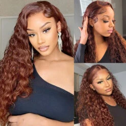 #33 Reddish Brown Color Water Wave 13x4 13x6 HD Lace Front Wigs Human Hair Pre Plucked 11 #33 Reddish Brown Color Water Wave 13x4 13x6 HD Lace Front Wigs Human Hair Pre Plucked -Ethereal Hair Shop 700 3