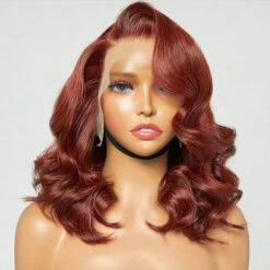 #33 Reddish Brown Color Body Wave 13x4/5x5 HD Lace Frontal Wigs Short Bob Red Brown Wig 220% Density 17 #33 Reddish Brown Color Body Wave 13x4/5x5 HD Lace Frontal Wigs Short Bob Red Brown Wig 220% Density -Ethereal Hair Shop 700 33 reddish brown bob wig 1