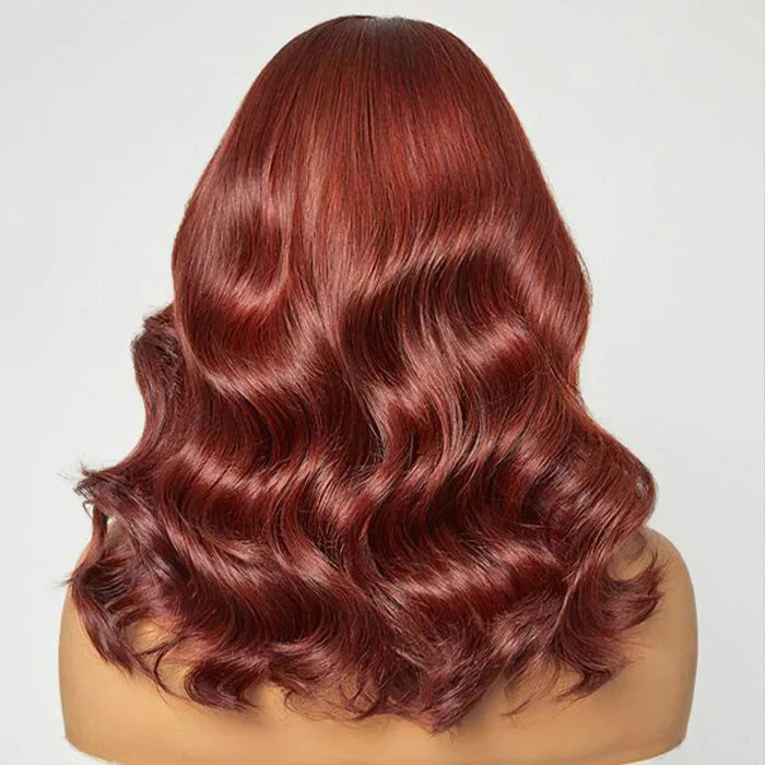 #33 Reddish Brown Color Body Wave 13x4/5x5 HD Lace Frontal Wigs Short Bob Red Brown Wig 220% Density 10 #33 Reddish Brown Color Body Wave 13x4/5x5 HD Lace Frontal Wigs Short Bob Red Brown Wig 220% Density - Image 8