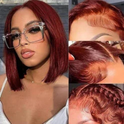 #33 Reddish Brown Color Straight Short Bob Red Brown Wig 13x4 Bob Lace Frontal Wigs 220% Density 15 #33 Reddish Brown Color Straight Short Bob Red Brown Wig 13x4 Bob Lace Frontal Wigs 220% Density -Ethereal Hair Shop 700 33 reddish brown bob wig 20