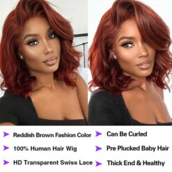 #33 Reddish Brown Color Straight Short Bob Red Brown Wig 13x4 Bob Lace Frontal Wigs 220% Density 20 #33 Reddish Brown Color Straight Short Bob Red Brown Wig 13x4 Bob Lace Frontal Wigs 220% Density -Ethereal Hair Shop 700 33 reddish brown bob wig 6