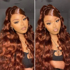 Reddish Brown Body Wave 13×4 Pre Cut HD Lace Front Human Hair Wigs 150% 180% 220% Density -Ethereal Hair Shop 700 33 reddish brown lace wig 6