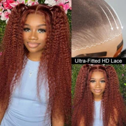 Reddish Brown Curly 13×4 Pre Cut HD Lace Front Human Hair Wigs 150% 180% 220% Density -Ethereal Hair Shop 700 33 redish brown 8 5 pre cut lace wigs 11