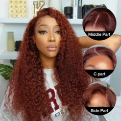 Reddish Brown Curly 13×4 Pre Cut HD Lace Front Human Hair Wigs 150% 180% 220% Density -Ethereal Hair Shop 700 33 redish brown 8 5 pre cut lace wigs 12