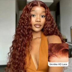 #33 Reddish Brown Water Wave Glueless Wig Big Parting 8*5 HD Lace Closure Wigs Ready To Wear -Ethereal Hair Shop 700 33 redish brown 8 5 pre cut lace wigs 15